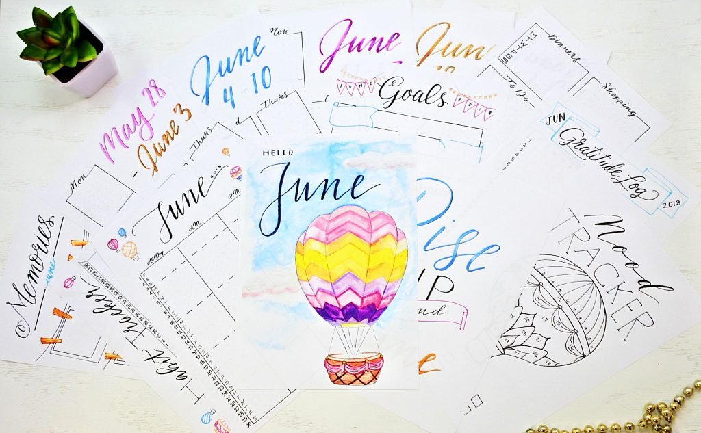 18 new bullet journal printables for june calendar habit tracker