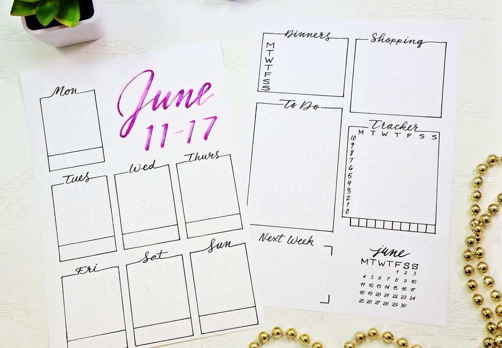 18 new bullet journal printables for june calendar habit tracker