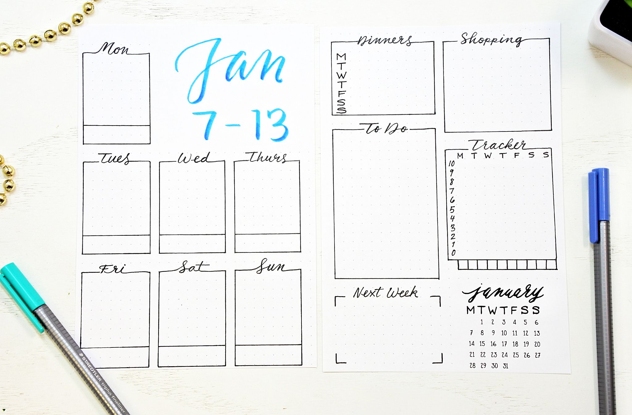 January bullet journal set up 6 fitness classes – Pretty Prints & Paper