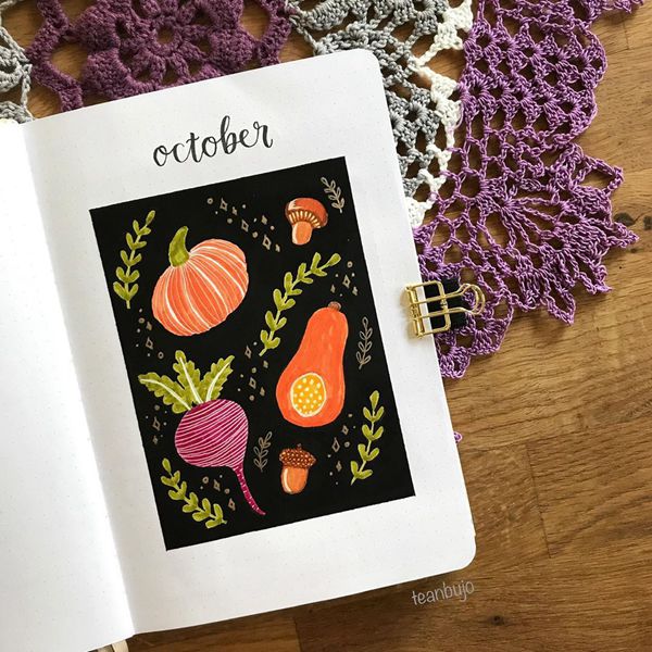 Pumpkin bullet journal cover page